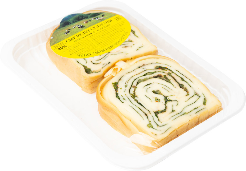 Сыр Сулугуни рулет копчёный с зеленью 40% — фото 1