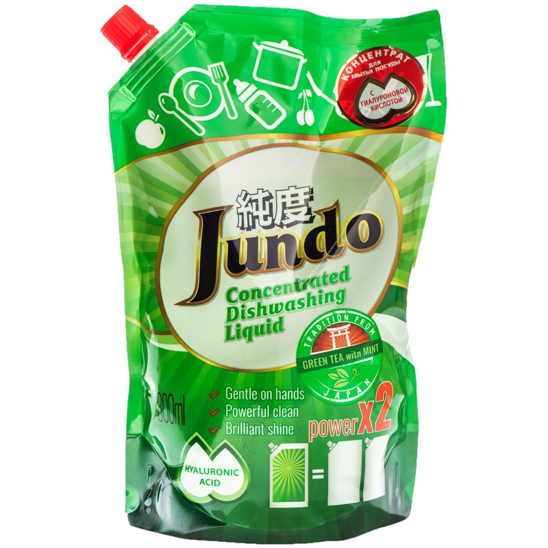 Гель Jundo Green Tea With Mint для мытья посуды концентрат, 800мл — фото 1