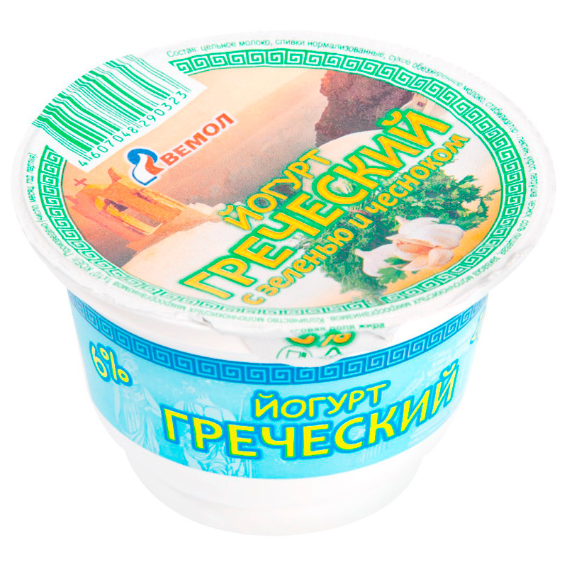 Йогурт Вемол греческий зелень 6%, 180г