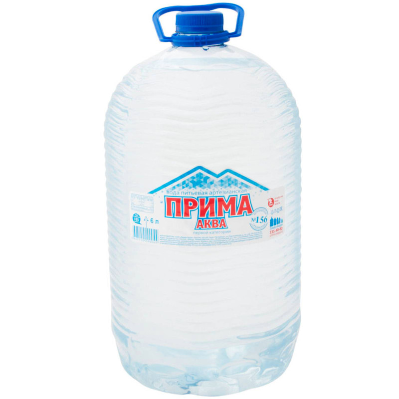 Вода Прима аква артезианская питьевая негазированная, 6л