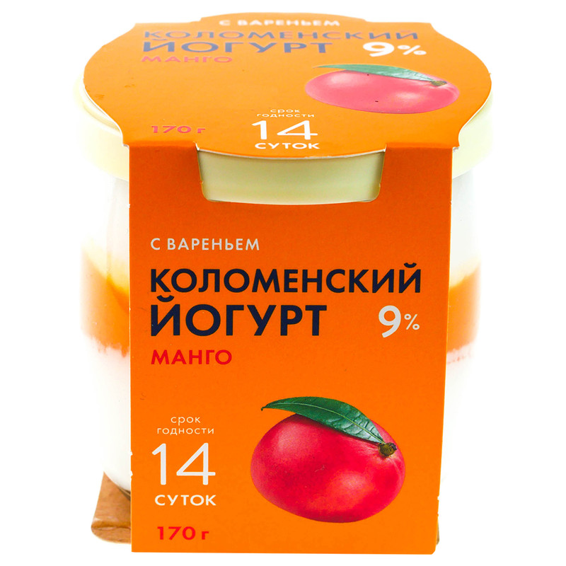 Йогурт Коломенский манго из сливок 9%, 170г