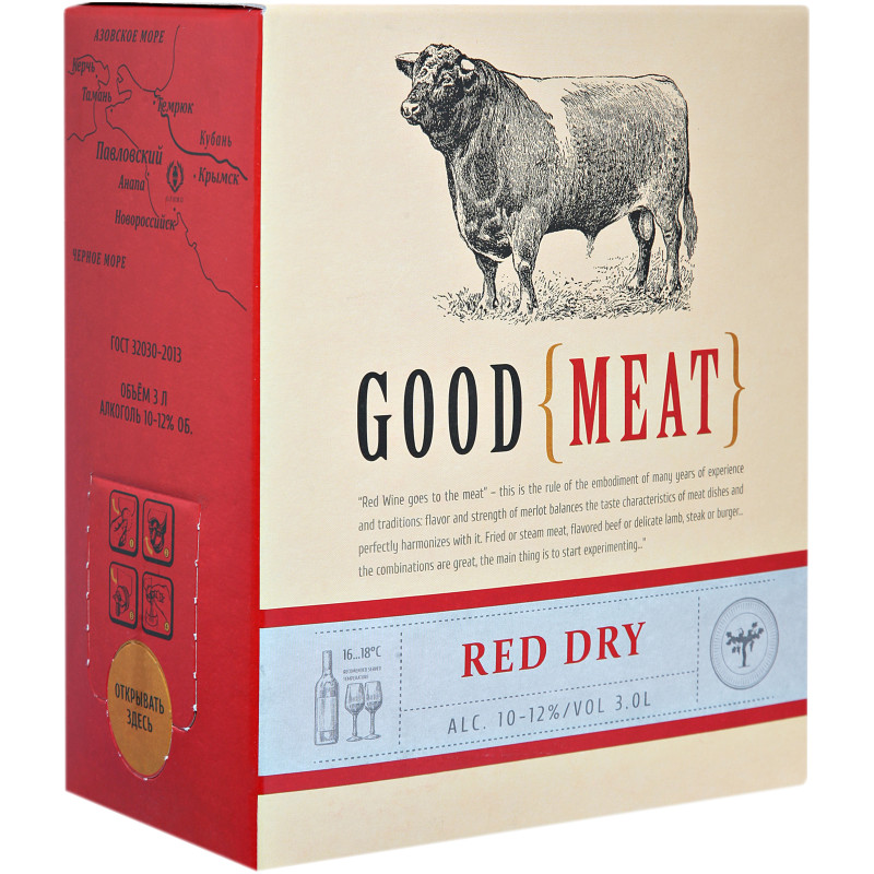 Вино Good Meat красное сухое 14%, 3л