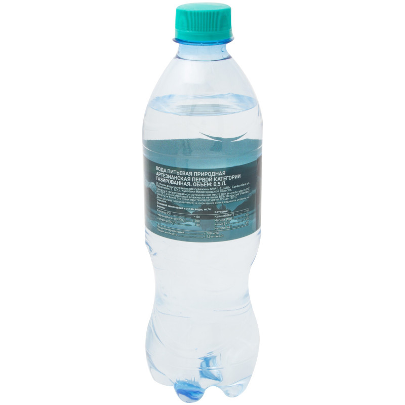 Вода артезианская природная питьевая 1 категории газированная Маркет Перекрёсток, 500мл — фото 1