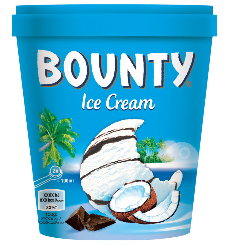 Мороженое Bounty с кокосовым молоком мякотью кокоса и молочным шоколадом 5%, 272г